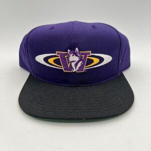 Vintage Washington Huskies Annco Snapback Hat Purple Black NCAA Mens Cap 90s